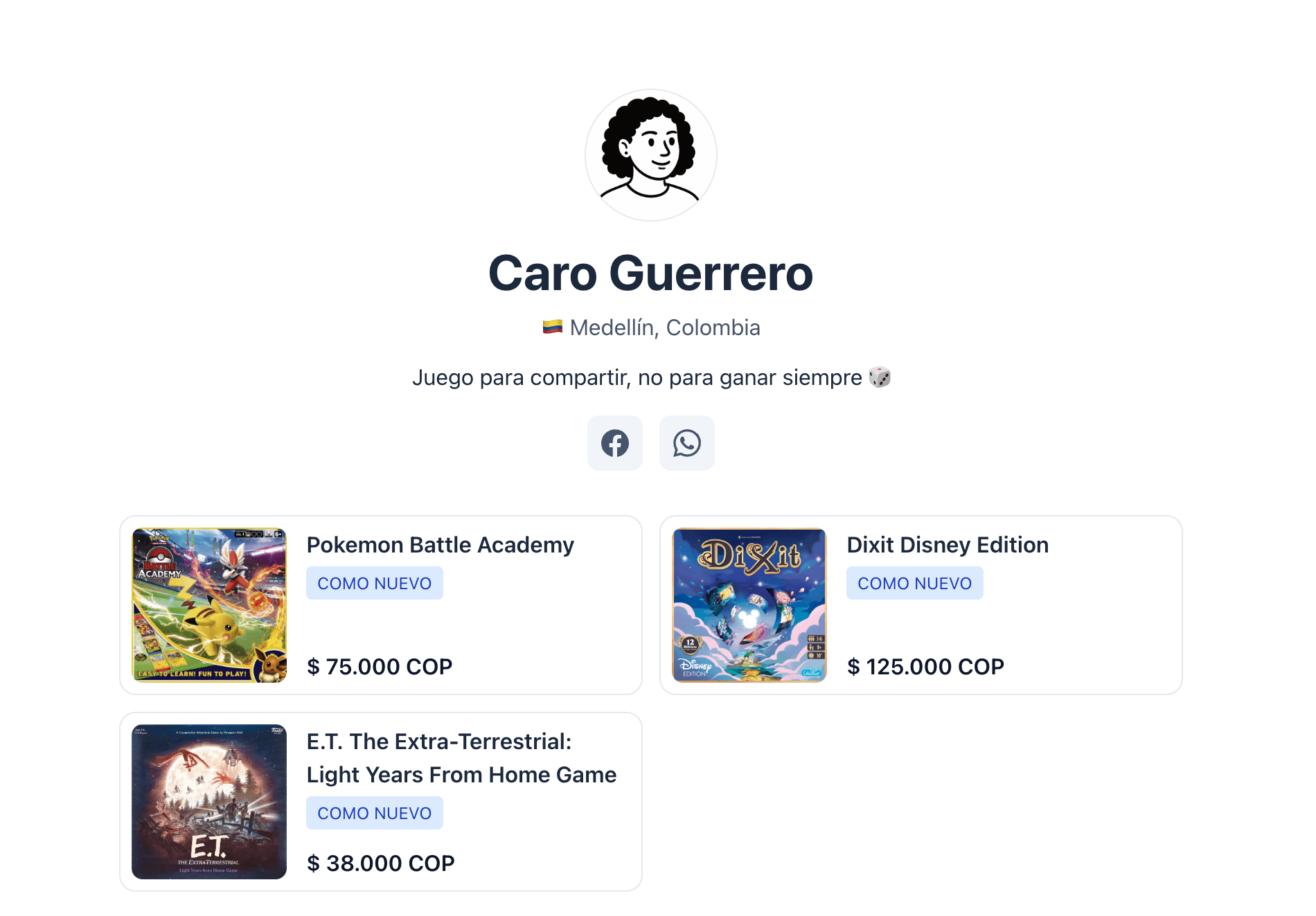 Vista de escritorio de Boardgamer